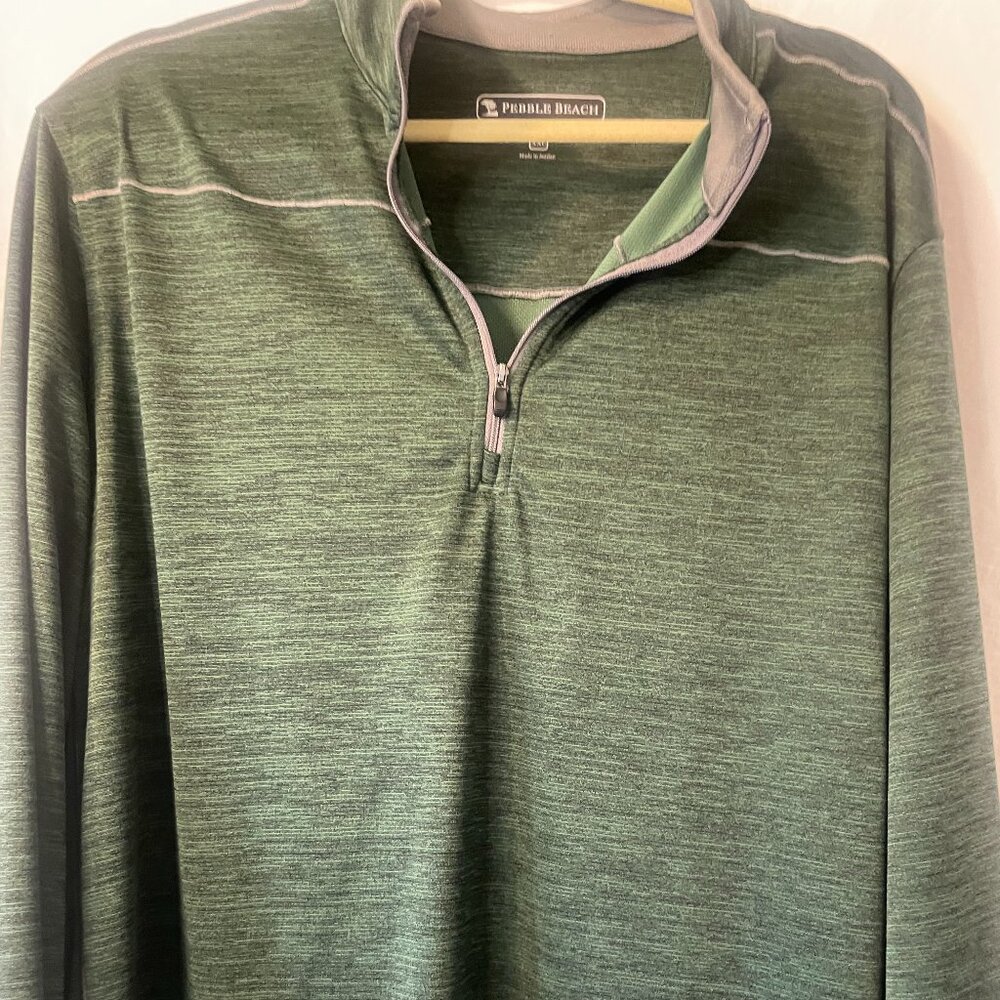 Mens Pebble Beach Performance Jacket Olive Green, Half Zip Size XXL